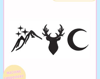 Machine Embroidery Design - Maas Icons - TOG - ACOTAR - Crescent City -  Bookish Machine Embroidery File 4x4 & 5x7 Hoop - Trendy Embroidery
