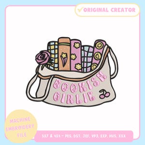 Machine Embroidery Design – Bookish Machine Embroidery File for 4x4 5x7 Hoop – Bookish Girlie – Instant Download - Trendy Embroidery Design