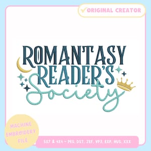Zauberhafte Stickdatei - Romantasy Reader's Society Stickdatei - 10x18 Hoop - Trendy Embroidery - Bookish Merch