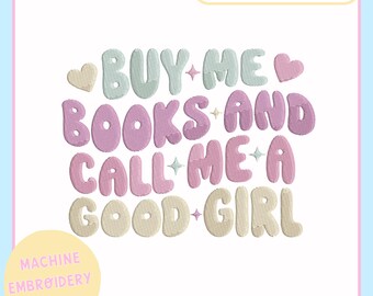 Diseño de bordado a máquina: Archivo de bordado a máquina Bookish para bastidores de 4x4 y 5x7. Cómprame libros. Descarga instantánea. Bordado de moda.