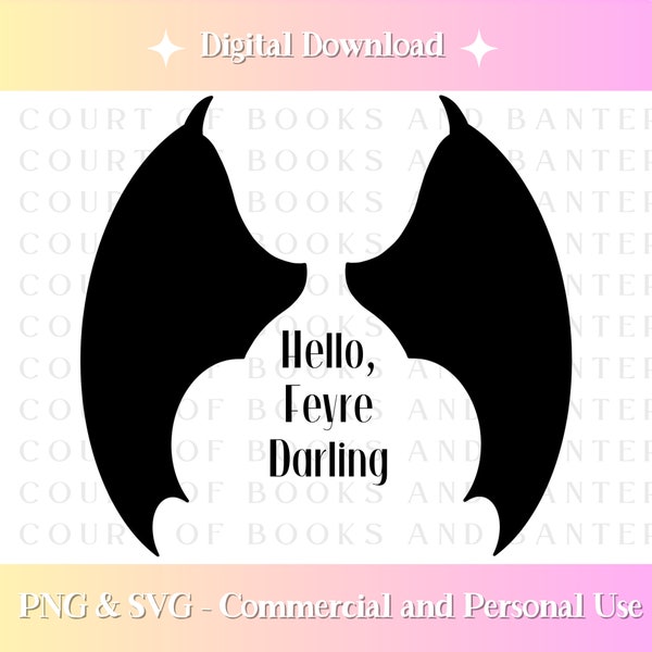 ACOTAR Inspired Rhysand Wings | svg | png | jpg | pdf | Cricut SVG File | Booktok | Bookish Designs | Hello Feyre Darling