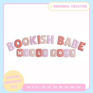 Machine Embroidery Design – Bookish Machine Embroidery File for 4x4 5x7 Hoop – Bookish Babe – Trendy Embroidery Coquette - PES JEF DST VP3