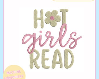 Machine Embroidery Design – Bookish Machine Embroidery File 4x4 5x7 Hoop – Pretty Girls Read – Trendy Embroidery Design - PES JEF VP3 DST