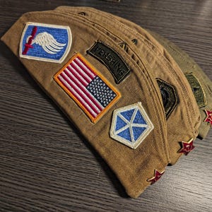 Custom Soviet Pilotka Garrison Cap with US Military Patches (1 PER ORDER)