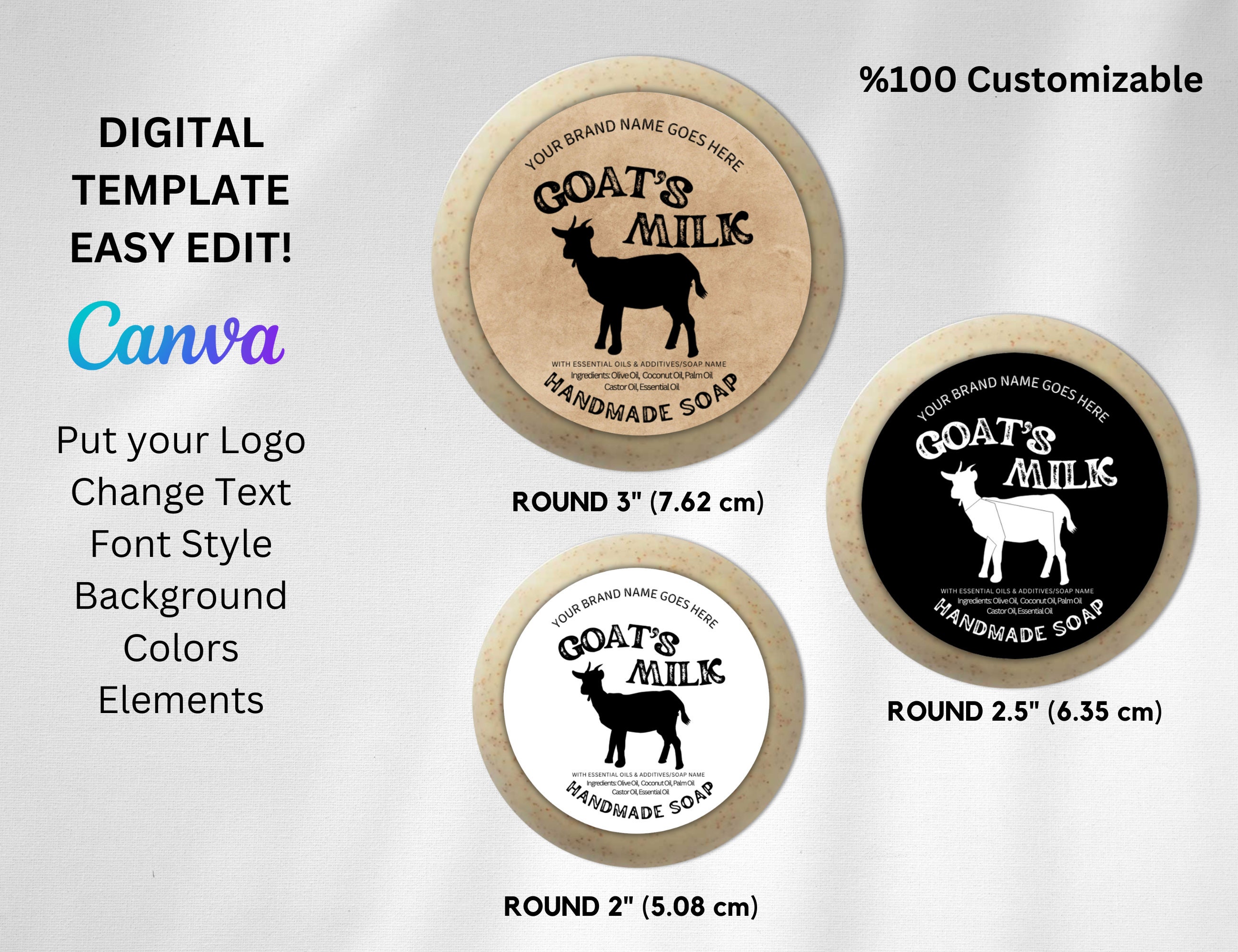 Goat Milk Soap Label Template for Homemade Soap Packaging - Etsy