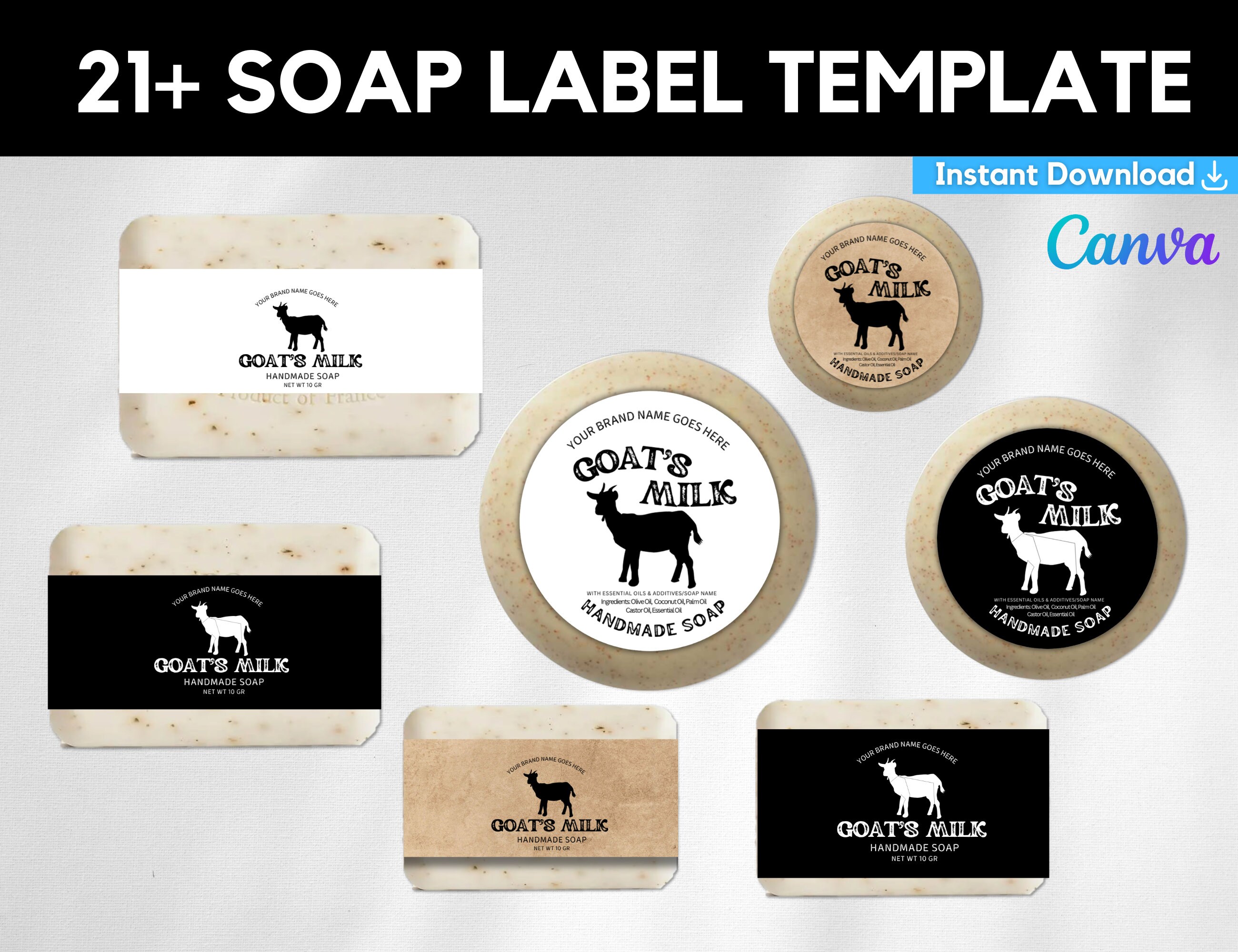 Goat Milk Soap Label Template for Homemade Soap Packaging - Etsy
