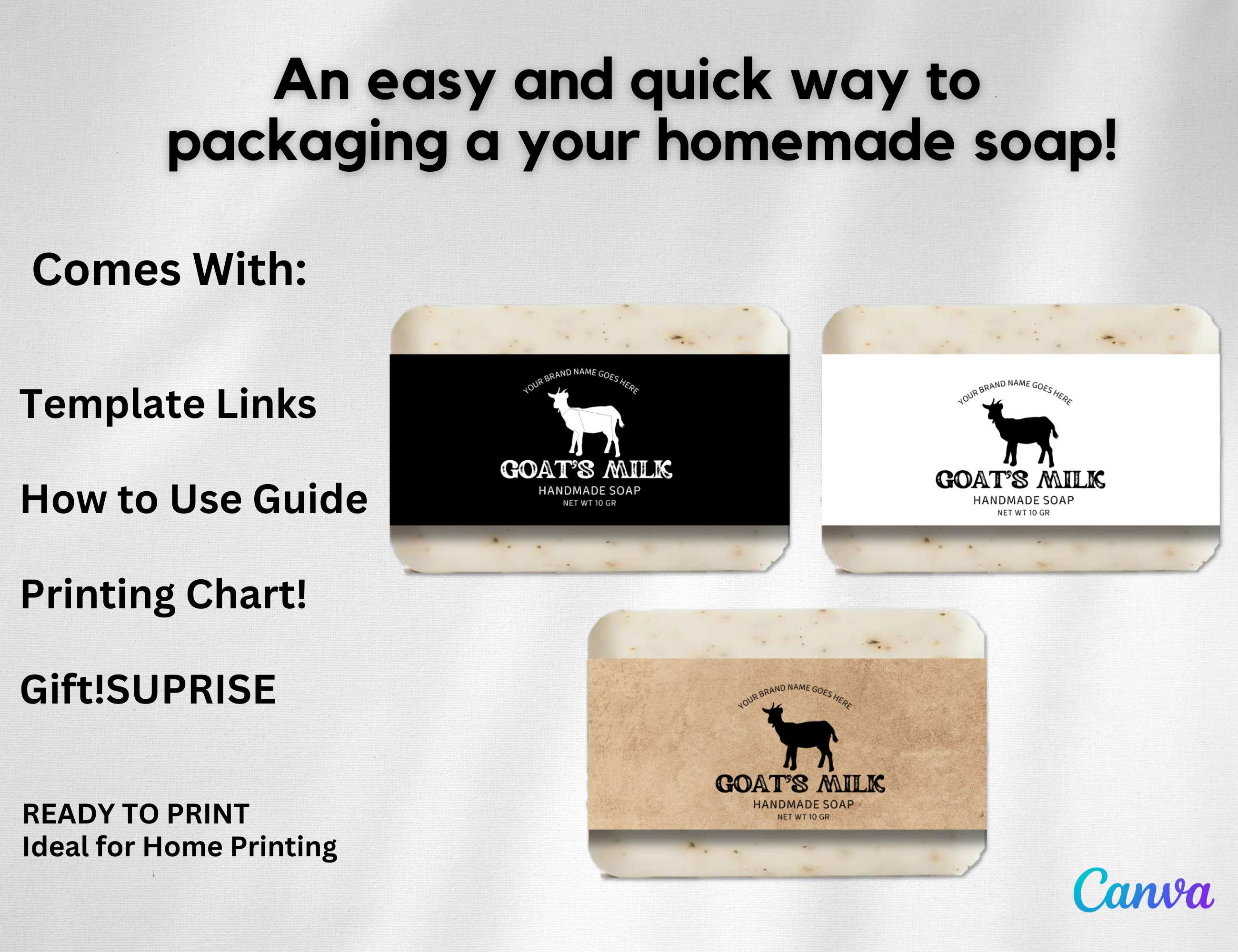 Goat Milk Soap Label Template for Homemade Soap Packaging - Etsy