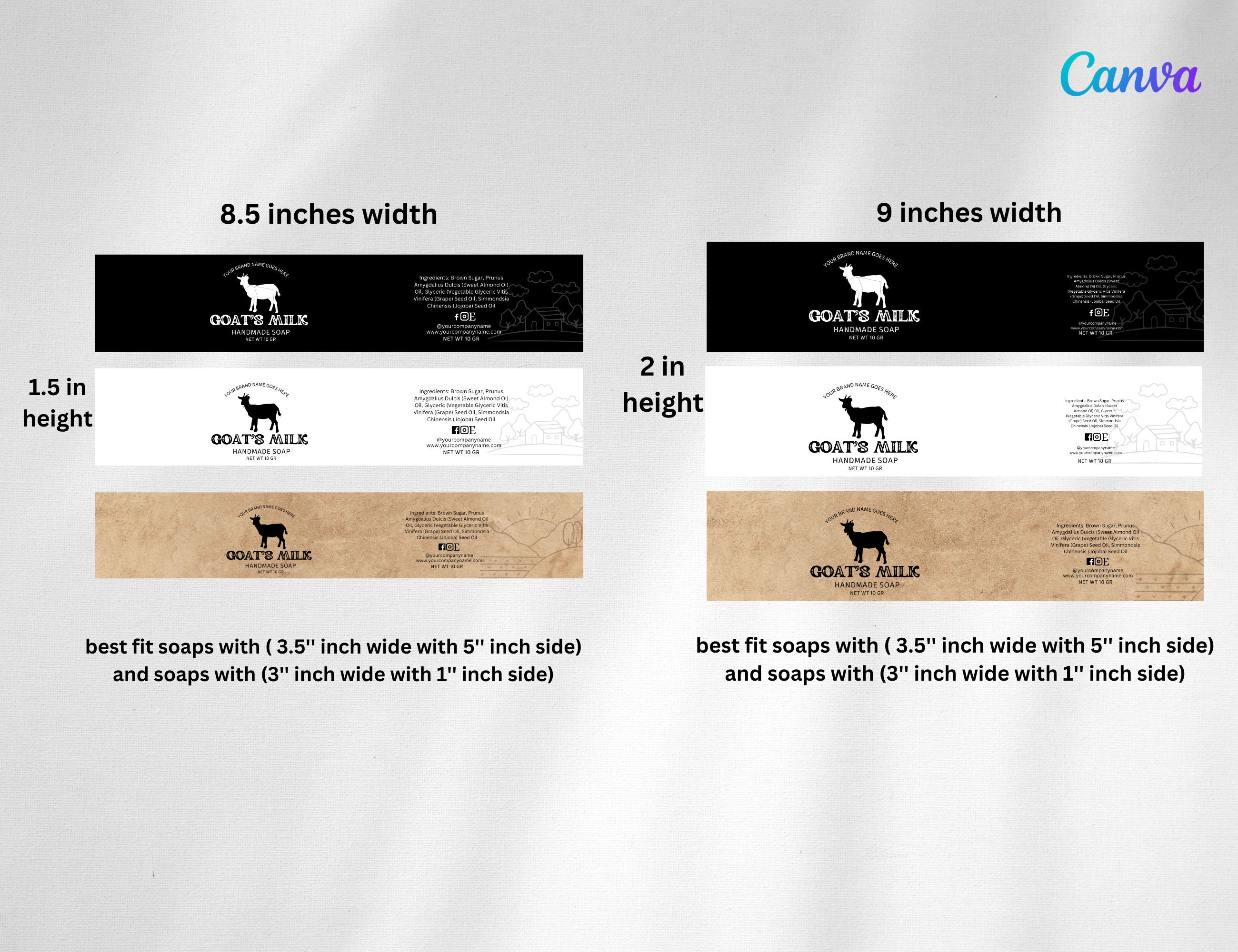 Goat Milk Soap Label Template for Homemade Soap Packaging - Etsy