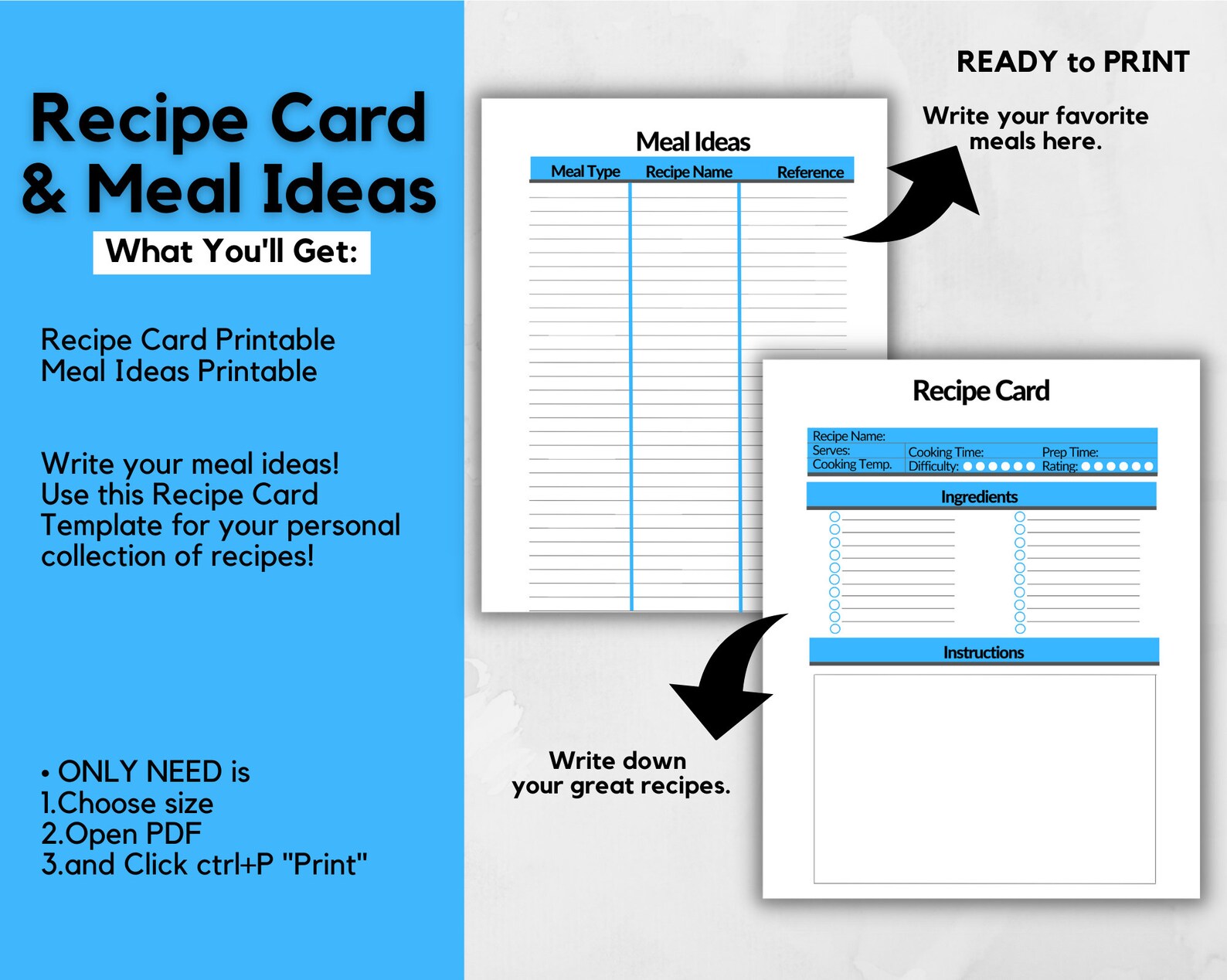 Weekly meal menu planner food diary inserts food journal etsy ireland