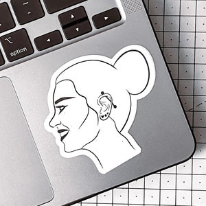 OUTLET · Meisjes met knotsticker · Matte sticker · Waterdicht · Zwart-witte stickers