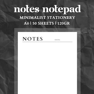 Notes Notepad 50 sheets 120gr · Minimalistic Stationery