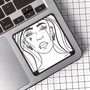 OUTLET · Comic Girl · Quadratischer Aufkleber · Matte Oberfläche · Wasserdichter Aufkleber · Schwarz-Weiß-Künstler