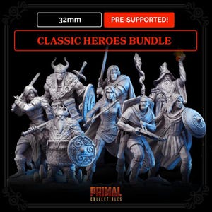 18 miniatures - 32mm - Classic RPG game heroes bundle - Masters of Dungeon Quest