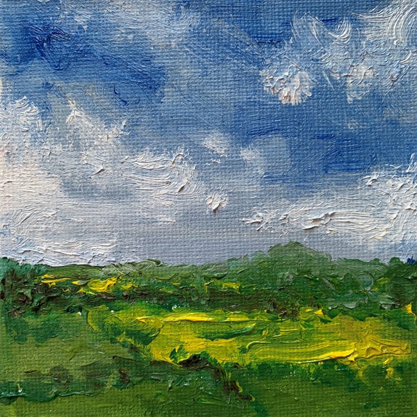 Mini oil painting of a Swiss landscape