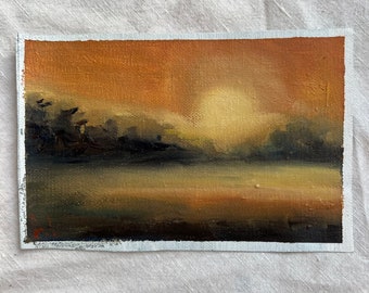 Pintura al óleo original "paisaje brumoso"