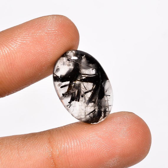 BLACK RUTILE QUARTZ Top Quality Natural Black Rutile Quartz Oval - Main Image
