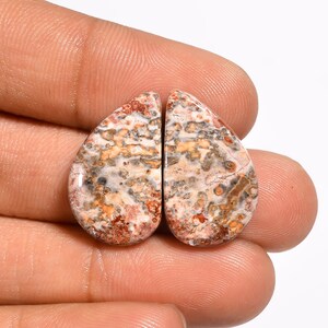 LEOPARD SKIN JASPER Top-Qualität Natürliche Leopard Haut Jaspis Fancy Form Cabochon Lose Edelstein Paar Ohrring-Set 17,5 Ct. 21X13X4mm C-2723