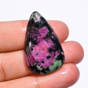 38 Ct. Natural Ruby Zoisite , Outstanding Top Quality Ruby Zoisite Pear Shape Cabochon Loose Gemstone For Making Jewelry 32X20X7 mm AF-42