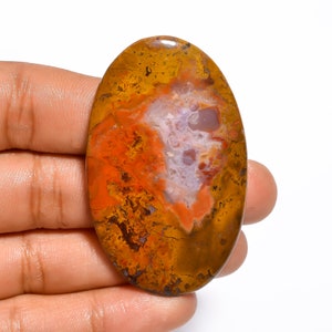 SEAM AGATE Cabochon Loose Gemstone, Oval Shape, 78 Ct. 55X33X5 mm, Gorgeous Designer Seam Agate Gemstone, For Making Pendant Jewelry, C-187
