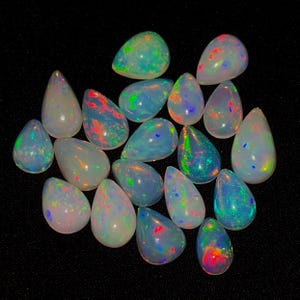 10x6 mm Opal Lot, Opal Cabochon Lot, Welo Opal Making Jewelry, Pear Shape Opal Gemstone, AAA Top Quality Natural Ethiopian Opal Cabochon Lot