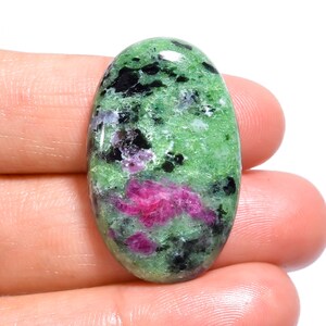 100% Natural Fabulous Ruby Zoisite Gemstone/Top Grade Quality Ruby Zoisite Oval Shape Cabochon Loose Gemstone/34.5 Ct. 31X20X6 mm/AF-745