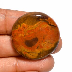 SEAM AGATE Cabochon Loose Gemstone, Round Shape, 48.5 Ct. 30X30X6 mm, Mind Blowing Designer Seam Agate Gemstone, For Pendant Jewelry, C-213