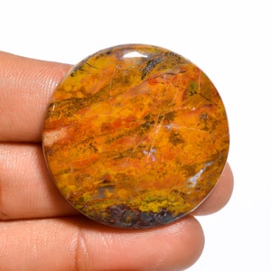SEAM AGATE Cabochon Loose Gemstone, Round Shape, 73 Ct. 36X36X7 mm, Gorgeous Designer Seam Agate Gemstone, For Making Pendant Jewelry, C-188