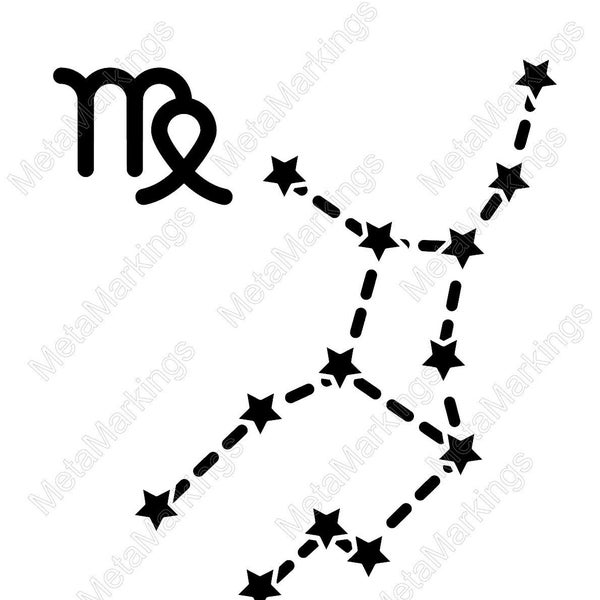 Virgo Constellation Zodiac Sign Digital Download SVG, png, jpg, PDF Raster and Vector Files