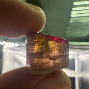 8- gram Bi color tourmaline crystal , Afghanistan minerals, green and pink  , display , jewelers , collector watermelon