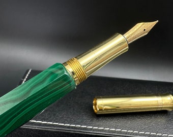 Large Calligraph Pen Imperial Natural Malachite Paper Weight Desk Display