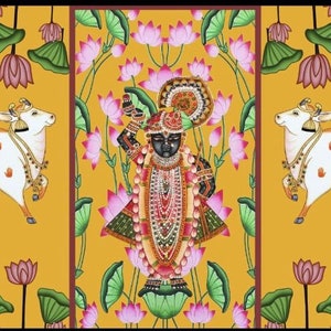 Indian Pooja Backdrop Pictures Pichwai Cow With Thirumala God  for Home Pooja | Festivals| Housewarming | And For All traditional Events.