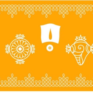Indian Pooja Pictures thirunaamam Sangu Chakra Backdrops for All Home Pooja | Festivals | House Warming  for All Indian Traditional Events.