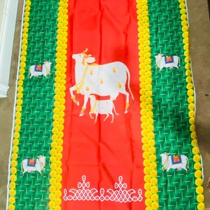 Indian Pooja Backdrop Pictures Ethnic Pichwai Cow | House Warming | Festivals | Pooja Room Curtain and for All Traditional Events.