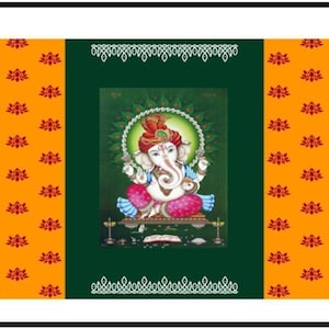 Indian Pooja Backdrop Pictures Ganesh with Muggu - Kolam | for Home Pooja | Festivals | Housewarming | And For All traditional Events.