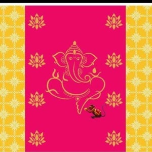 Indian Pooja Cloth Backdrop Pictures Ganesh  With Muggu Kolam For  Housewarming | Festival | Home Pooja  And For All Traditional Events.