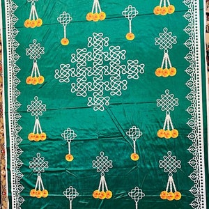 Indian Pooja Premium Quality  muggu kolam cloth Backdrops Designed for all  Indian Pooja&#39;s ,festivals and Housewarming .