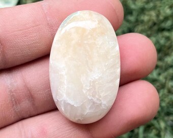 Peach Stilbite Cabochon: Oval Loose Gemstone (37x23x11MM)