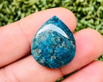 Luźny kamień szlachetny w kształcie gruszki, apatyt w kształcie kaboszonu, apatyt w kształcie kaboszonu do biżuterii, 25x21x7 mm