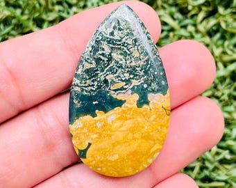 Ocean Jasper Cabochon: Handmade Gemstone(46X25X5MM)