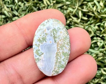Blue lace agate Cabochon , High Quality Blue lace agate Gemstone, Blue banded agate Polished Smooth Cab Jewelry(31X21X4.5MM)