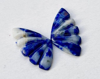 Lapis Lazuli Butterfly Wings Pair: Hand Carved Loose Stone (21x12x3mm-8.80cts)