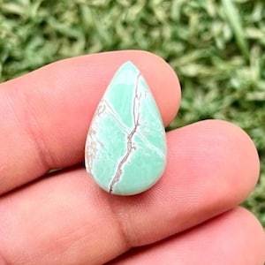 Variscite Flat Back Cabochon, Gemstone For Making Wire Wrapped and Macrame Jewelry((22X14X5.5MM)