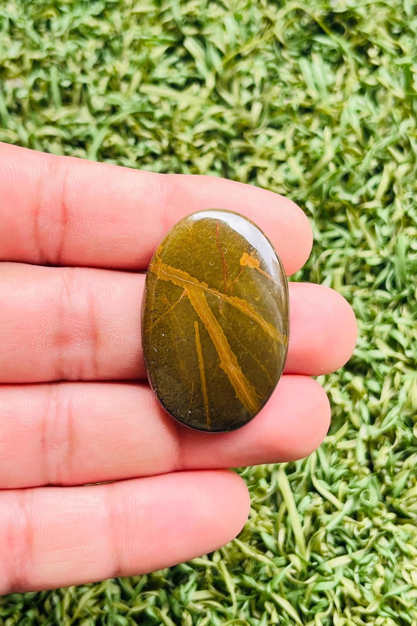 Cabochon D'œil De Tigre Ovale 29,81 Carats - Pierre Naturelle Du Brésil - Qualité Excellente