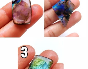 Purple Labradorite Cabochons: Multi-Fire Mix Shape Gemstones (3 Piece)