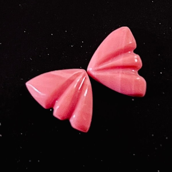 Natural Pink Opal Butterfly Wings Pink Opal Hand Carved Butterfly Wings Loose Pair For Jewelry Crafted 13x10x3mm-4.20cts