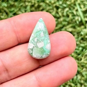 Natural  Variscite Flat Back Cabochon, Gemstone For Making Wire Wrapped and Macrame Jewelry(24x14x6.5mm)