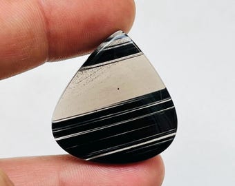 Midnight Lace Obsidian Cabochon: AAA+ Grade  Pear Shape Loose Stone For Jewelry Craft..32x30x4MM