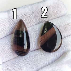 Midnight Lace Obsidian Cabochons: Transparent Loose Stone, Healing Crystal (2 Piece)