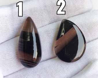 Midnight Lace Obsidian Cabochons: Transparent Loose Stone, Healing Crystal (2 Piece)