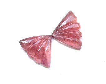 Natural pink Tourmaline Butterfly Wings Beautiful Hand Carved Gemstone For Jewelry Craft..9.50Cts-17X13X4MM